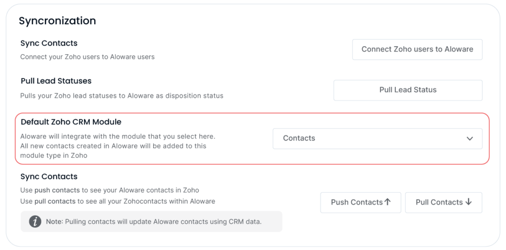 How does Aloware power dialer work with Zoho
