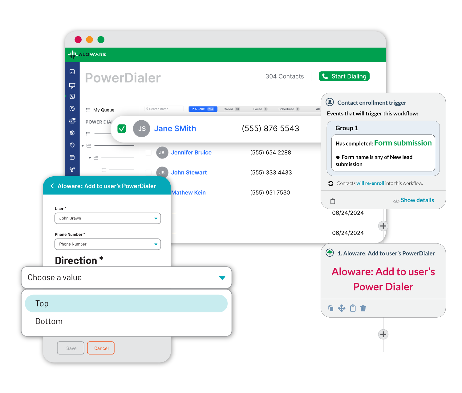 Next-morning follow-up with Power Dialer